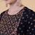 Kimayra rayon calf length flared 3/4 sleeves printed round neck kurta