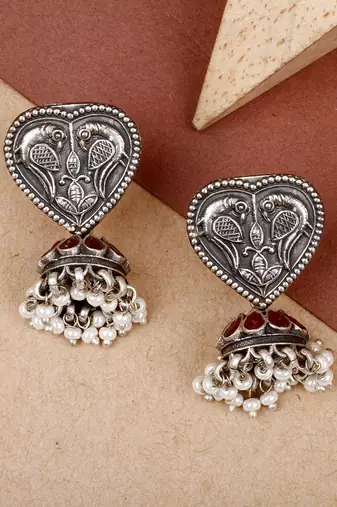 Inaya silver jhumka earrings
