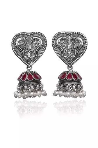 Inaya silver jhumka earrings
