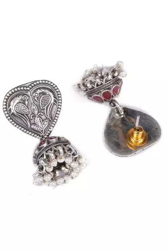 Inaya silver jhumka earrings