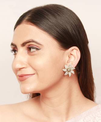 Jannat silver floral earrings 1