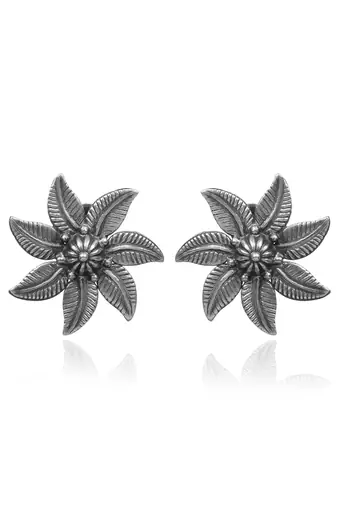 Jannat silver floral earrings