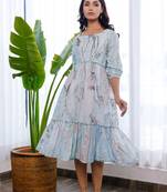Marble printed sky blue and grey dress