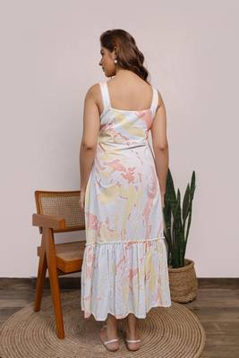 Light blue and yellow marble printed loungewear dress 2