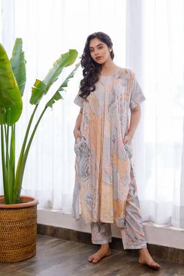 Marble printed brown and black cosy co-ord set 1
