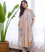 Marble printed brown and black cosy co-ord set