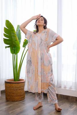 Marble printed brown and black cosy co-ord set 4