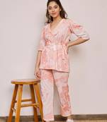 Tie up orange marble printed co-rd set