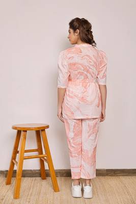 Tie up orange marble printed co-rd set 2