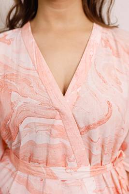 Tie up orange marble printed co-rd set 5