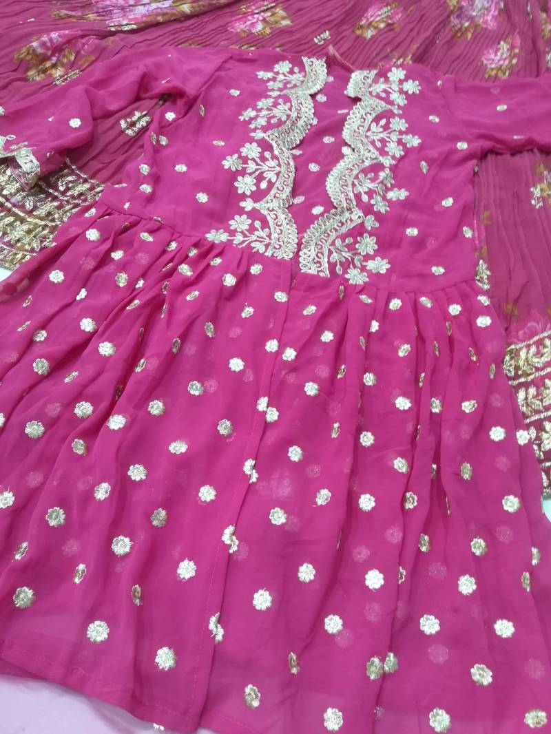 Hot Pink Georgette Sequin Work Lehenga Set