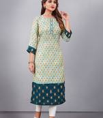 Women natural silk and tissue organza premium digital print with embroidery kurti