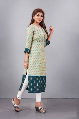 Women natural silk and tissue organza premium digital print with embroidery kurti 3