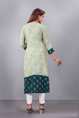 Women natural silk and tissue organza premium digital print with embroidery kurti 4