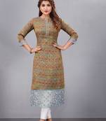 Women natural silk and tissue organza premium digital print with embroidery kurti