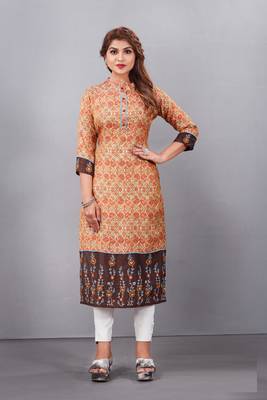 Women natural silk and tissue organza premium digital print with embroidery kurti 1