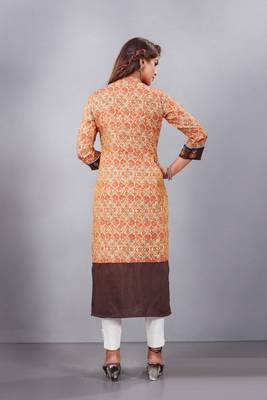 Women natural silk and tissue organza premium digital print with embroidery kurti 3