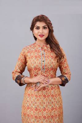 Women natural silk and tissue organza premium digital print with embroidery kurti 4