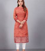 Women natural silk and tissue organza premium digital print with embroidery kurti