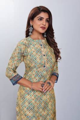 Women natural silk and tissue organza premium digital print with embroidery kurti 3