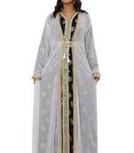 White Georgette Zari Work Kaftan Dress
