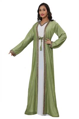 Royal Ethnic Dress Inner Jacket Dubai Moroccan Kaftan Abaya Cristal Work Dresses 3