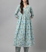 Sky Blue Colour Ethnic Kurti Bottom Set For Trendy Party Looks