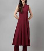 Maroon Colour Ethnic Kurti Bottom Set For Trendy Party Looks