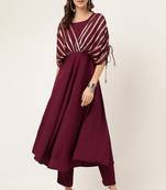 Burgundy Colour Ethnic Kurti Bottom Set For Trendy Party Looks