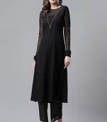 Black Colour Ethnic Long Kurti For Traditinal Fancy Looks