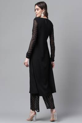 Black Colour Ethnic Long Kurti For Traditinal Fancy Looks 2