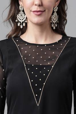 Black Colour Ethnic Long Kurti For Traditinal Fancy Looks 3