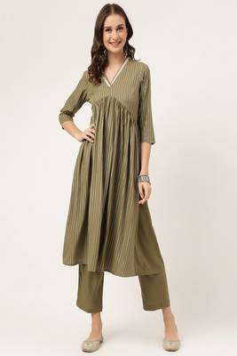 Green Colour Ethnic Long Kurti For Traditinal Fancy Looks 1