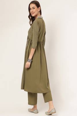 Green Colour Ethnic Long Kurti For Traditinal Fancy Looks 2