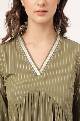 Green Colour Ethnic Long Kurti For Traditinal Fancy Looks 3