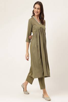 Green Colour Ethnic Long Kurti For Traditinal Fancy Looks 5