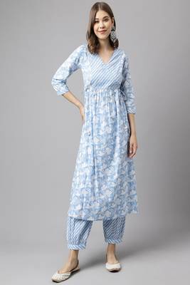 Blue Colour Ethnic Long Kurti For Traditinal Fancy Looks 1