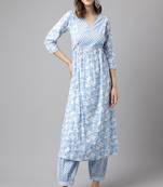 Blue Colour Ethnic Long Kurti For Traditinal Fancy Looks