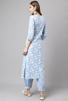 Blue Colour Ethnic Long Kurti For Traditinal Fancy Looks 2