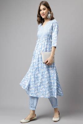 Blue Colour Ethnic Long Kurti For Traditinal Fancy Looks 4