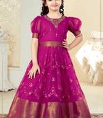 Royal Pink Ethnic Anarkali Gown for Girls