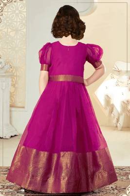 Royal Pink Ethnic Anarkali Gown for Girls 2