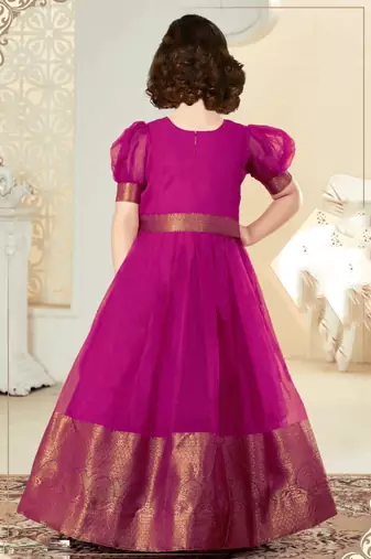 Royal Pink Ethnic Anarkali Gown for Girls