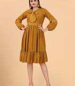 Beautiful Gold Colour Fancy Partywear Viscose Rayon Kurti