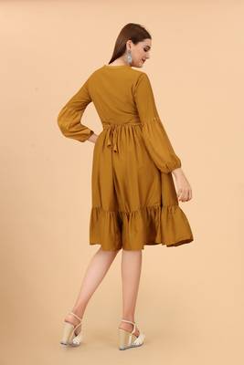 Beautiful Gold Colour Fancy Partywear Viscose Rayon Kurti 2