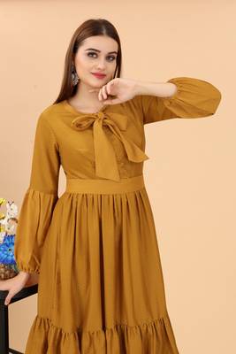 Beautiful Gold Colour Fancy Partywear Viscose Rayon Kurti 3
