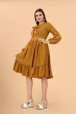 Beautiful Gold Colour Fancy Partywear Viscose Rayon Kurti 4