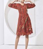 Red Colour Smart Partywear Kurti For Ethnic Fancy Looks