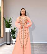  Sale!! Royal Evening Moroccan Dubai Crystal Glass Stones Unique Kaftan African Gold Work Dress 