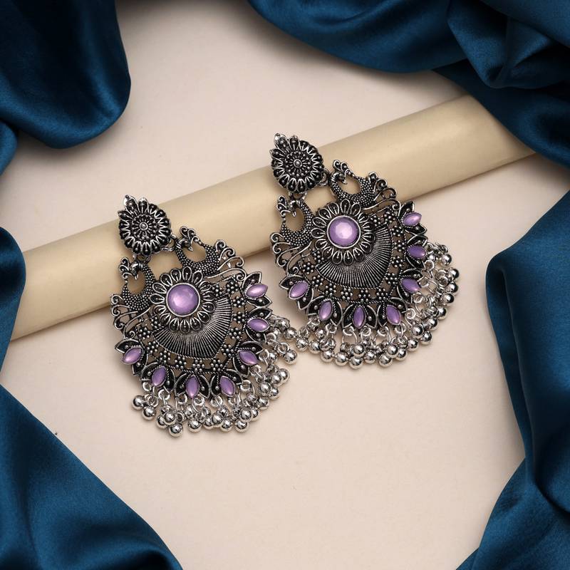 Purple color oxidised earrings Jaipur Mart 4273842